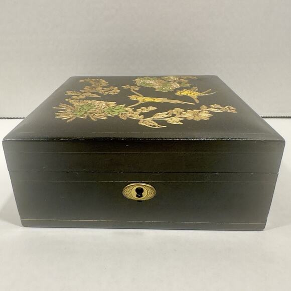 Vintage Florentine Wood Box, Made in Italy, Hand Painted, Black Square Numbered - Picture 3 of 14